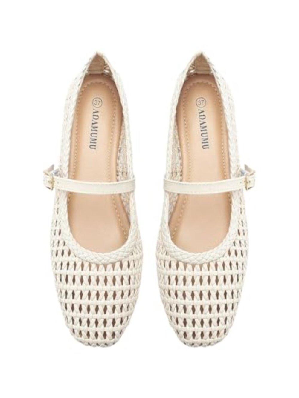Women's Woven Straw Ballet Flats Mesh Closed Toe Slip On Casual Sandals